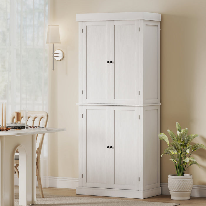 HOMCOM Garde-manger Cuisine 4 Portes Autoportant Etageres Blanc