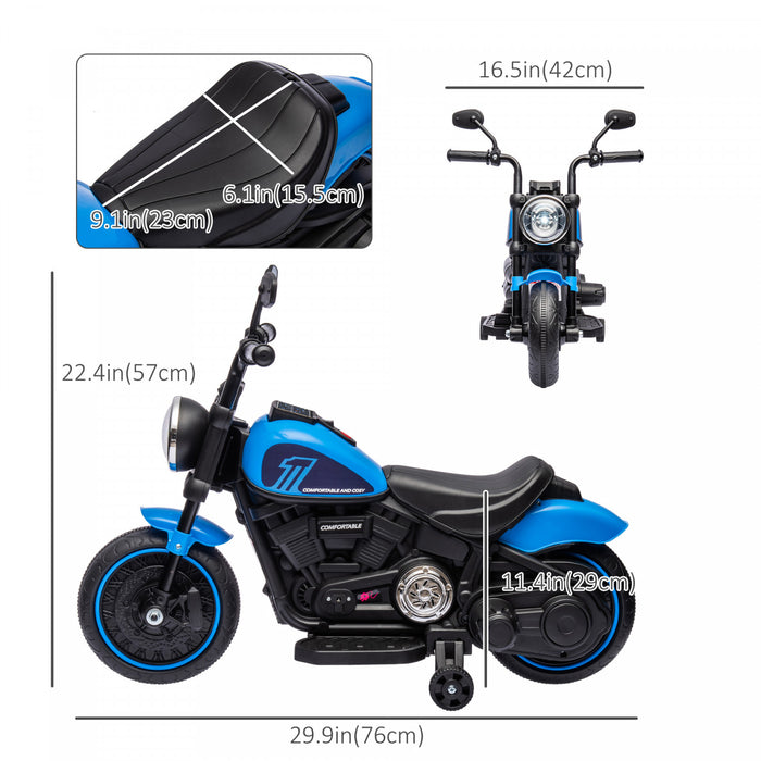 Aosom Moto Electrique Pour Enfants, 6 V, Demarrage A Un Seul Bouton, Bleu