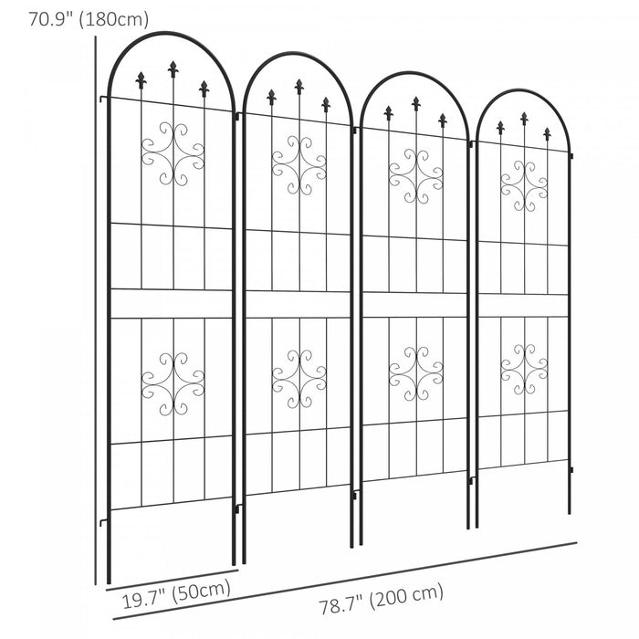 Lot De 4 Treillis De Jardin En Metal Pour Plantes Grimpantes Et Fleurs