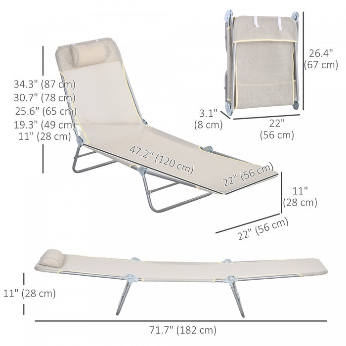 Outsunny Chaise Longue 2 Pcs, Chaises De Piscine Inclinables, Blanc Creme