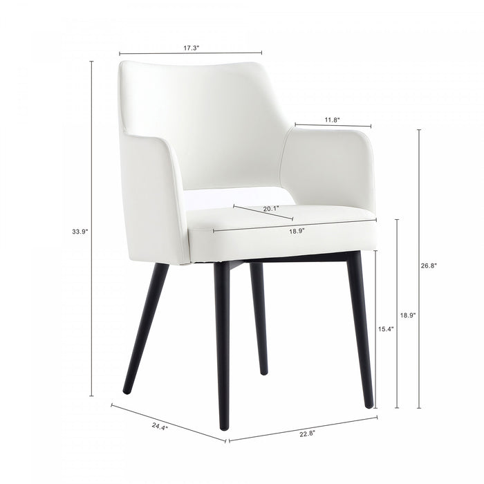 Fauteuil moderne Tremont en cuir vegetalien avec accoudoirs en metal, blanc - Lot de 2