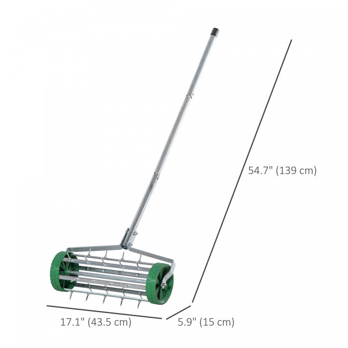 Outsunny Aerateur de pelouse manuel avec poignee reglable