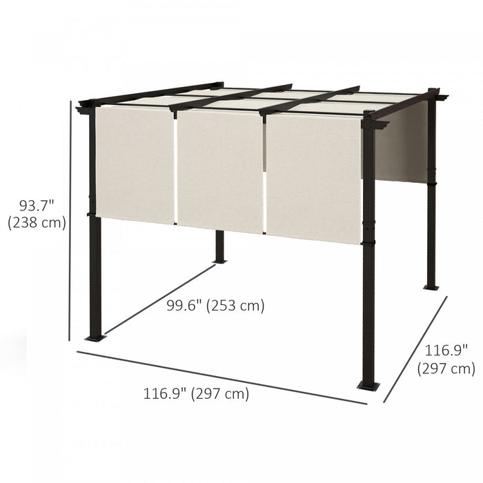 Outsunny Pergola En Metal 10' X 10' Avec Auvent Retractable Pour Patio