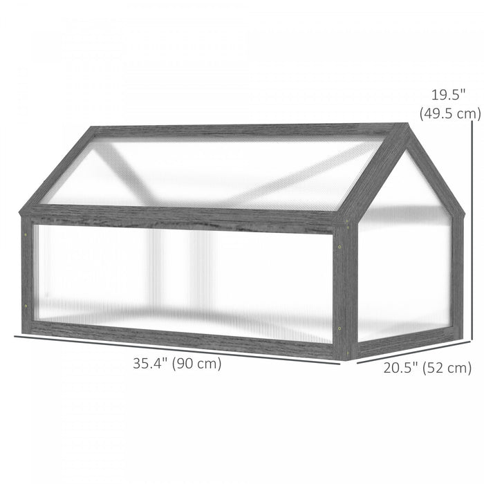 Outsunny en bois à cadre froid serre jardin Jardinière surélevée portable avec dessus ouvrable pour l’intérieur, l’extérieur, les fleurs, les légumes, les plantes, 35,5 « x 20,5 » x 19,5 « , gris