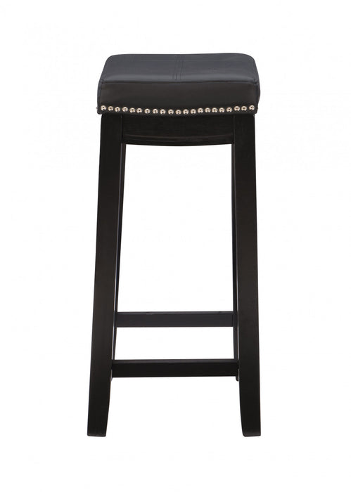 Tabouret Claridge de hauteur comptoir en similicuir noir et sans dossier - ensemble de 2