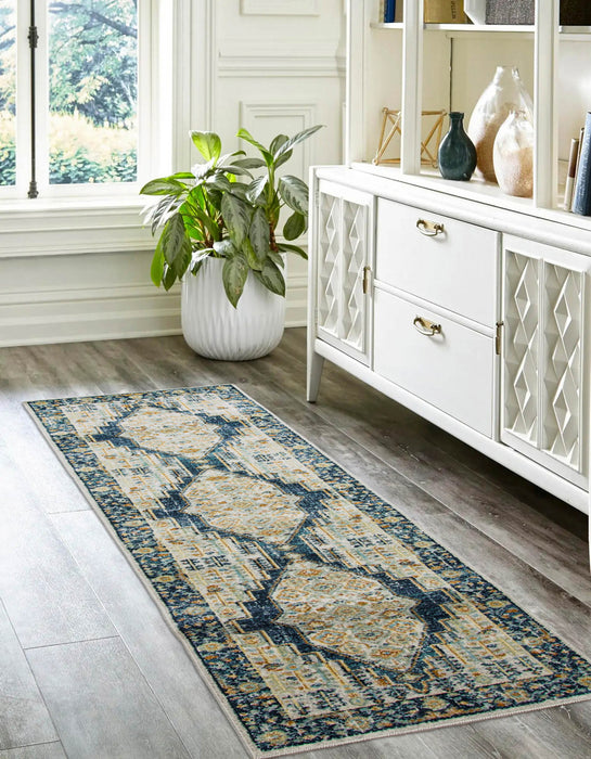 Tapis Traditionnel Kinsley 2'7\" x 8'0\" en Bleu