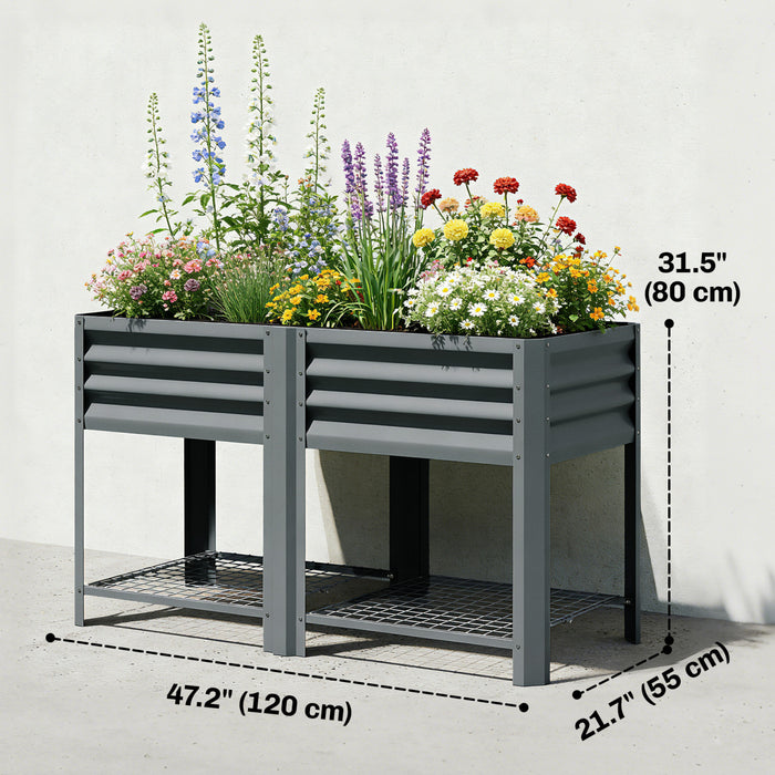 Jardiniere Surelevee en Bois Outsunny avec Pieds et 6 Trous de Drainage