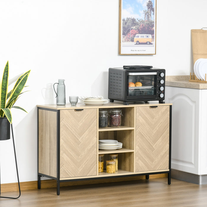HOMCOM Buffet Armoire Rangement Etageres Reglables Ton Chene