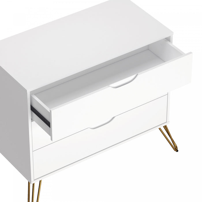 Commode Avira Mid-Century Modern 35\" en blanc (3 tiroirs)
