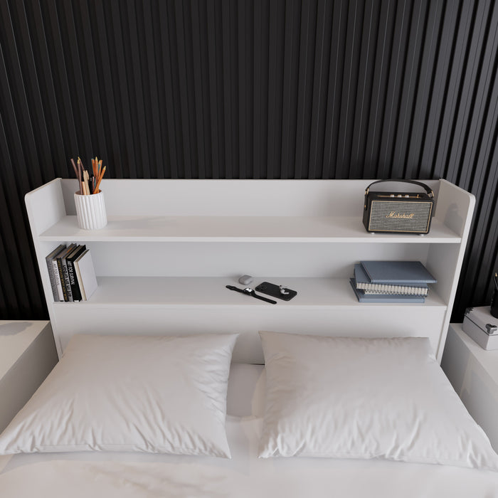 Tête de lit bibliothèque Hunter Nordika - blanche