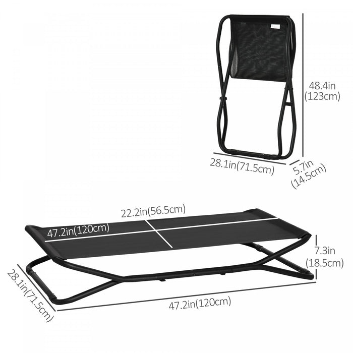 Pawhut 47.5\" Lit Sureleve Pour Chien, Lit Pour Animal De Compagnie Sureleve Pliable, Textilene Respirant, Utilisation Interieure Et Exterieure, Pour Chien Moyen, Noir