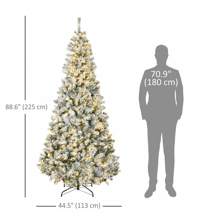 Homcom Arbre De Noel Artificiel Floque De Neige De 7,5 Pieds Avec Lumieres