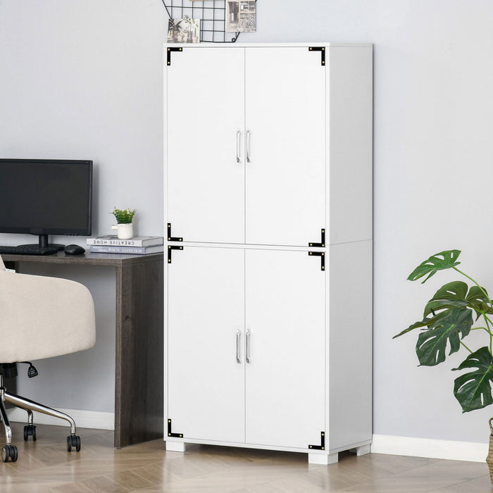HOMCOM Armoire Rustique Bibliotheque 4 Etageres Blanc
