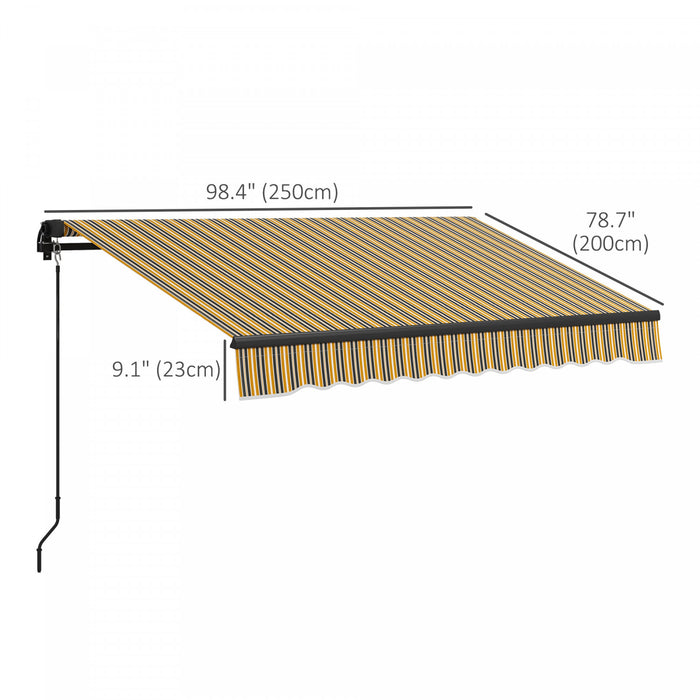 Outsunny 8' X 6,5' Auvent Retractable, Abri Pare-soleil, Jaune