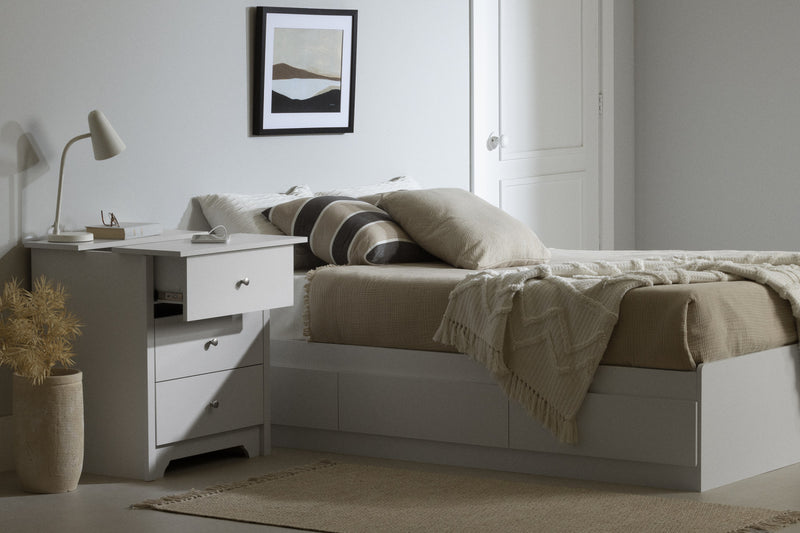 Vito Table De Nuit Avec Station De Chargement - Blanc Solide