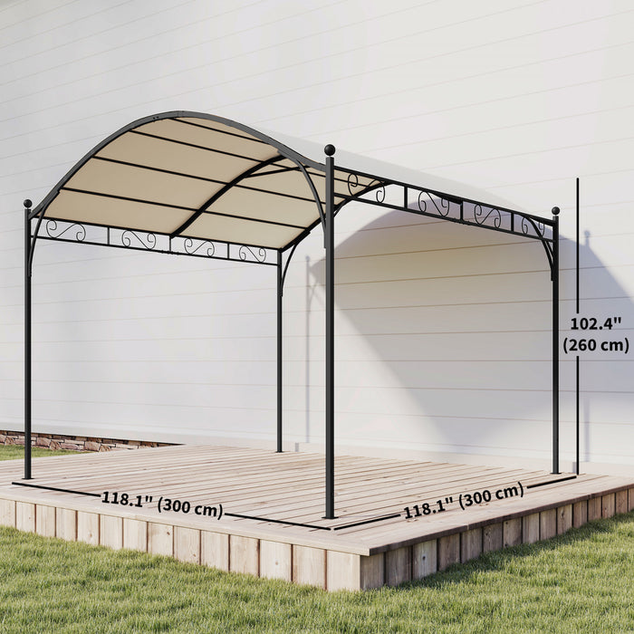 Outsunny Pergola 3 x 3 m avec Toile UPF30+, Structure en Acier, Blanc Creme