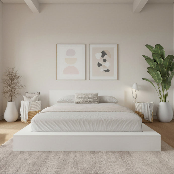 Kanso Lit a Plateforme Basse avec Tete de Lit