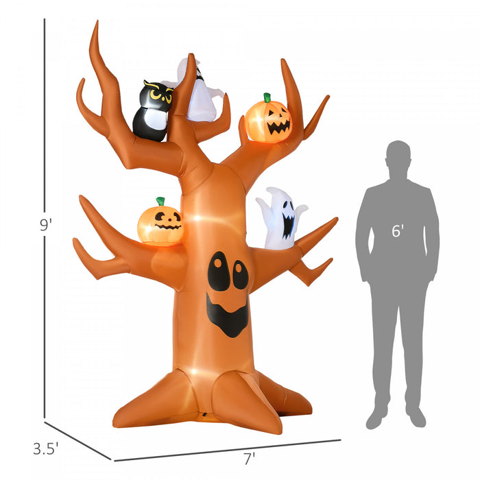 Outsunny Citrouille Hantee D'halloween Gonflable De 9 Pieds Avec Led