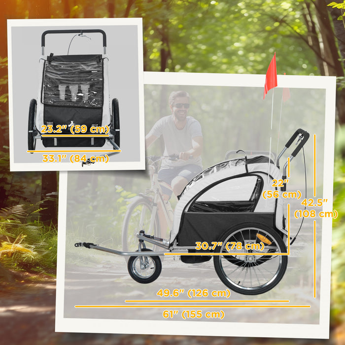 Aosom Remorque velo 2 en 1 pour enfants, porte-bebe pliable, noir