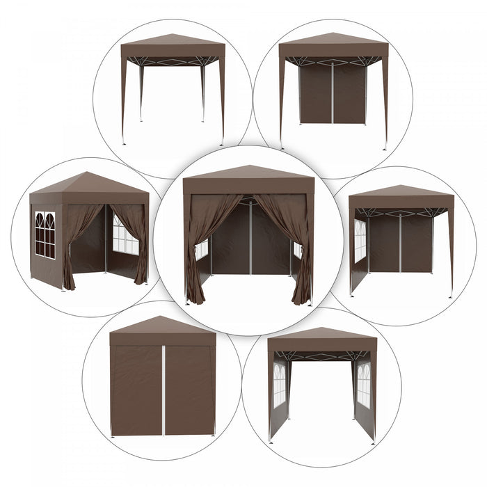 Outsunny 6.6x6.6ft Tonnelle Barnum De Jardin Pop-up Pliant Avec Parois Laterales Brun