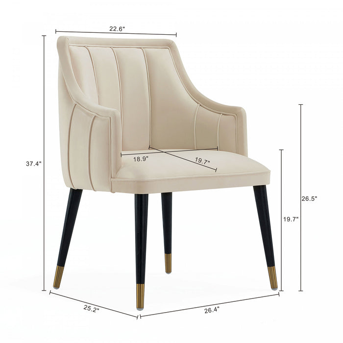 Fauteuil moderne Eda en bois avec accoudoirs, coloris creme