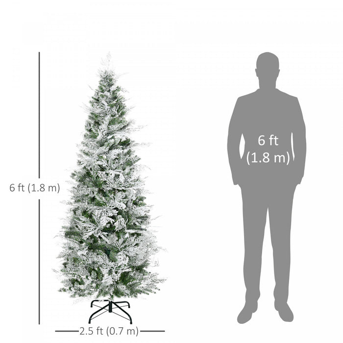 Homcom Cypres D'arbre De Noel Artificiel Floque De Neige De 6 Pieds