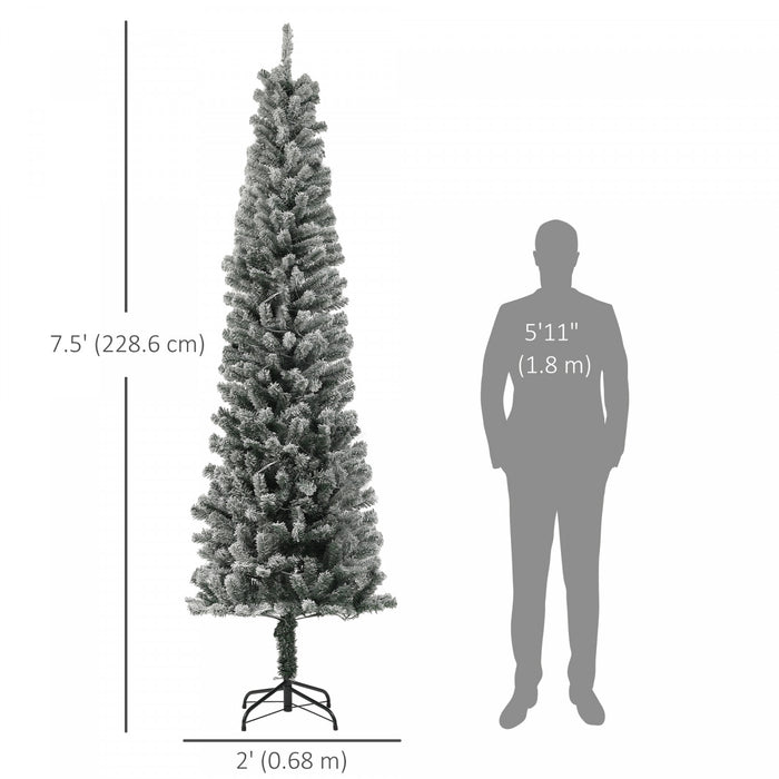 HOMCOM Arbre de Noel artificiel de 7.5\" avec lumieres, arbre de Noel floque