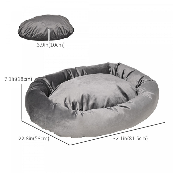 Pawhut Lit Pour Animaux De Compagnie Panier Pour Chien Orthopedique Rembourrage En Coton Pp Avec Housse Lavable Amovible Grand Confort 32\" X 22.75\" X 7\" Gris Fonce