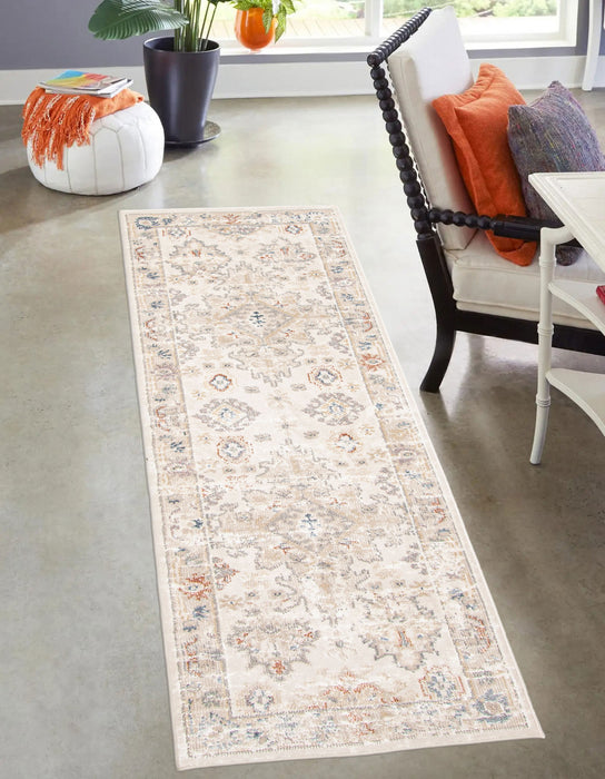 Carpette longue Rococo ivoire - 2 pi 8 po x 8 pi 2 po  