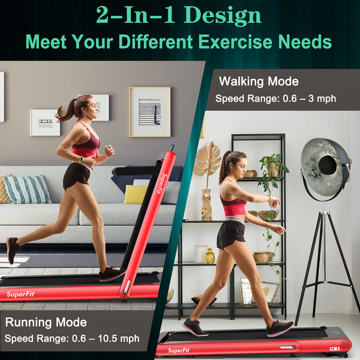 Tapis De Course Pliant 2 En 1 16km/h Superfit – Avec Bluetooth Et Controle Via App