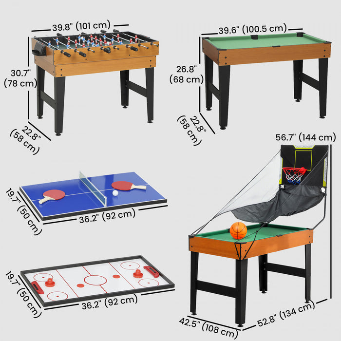 Soozier Table Multijeux 5-en-1, Table de Jeux 53\" pour Enfants et Adultes