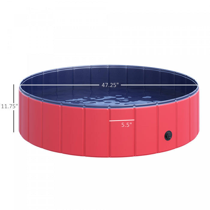 Pawhut D01-004rd Piscine De Bain Pour Chien Pliable Pour Animal Domestique Piscine Pour Chiot Baignoire Fournitures Pour Animaux De Compagnie (Φ47.2\", Rouge)