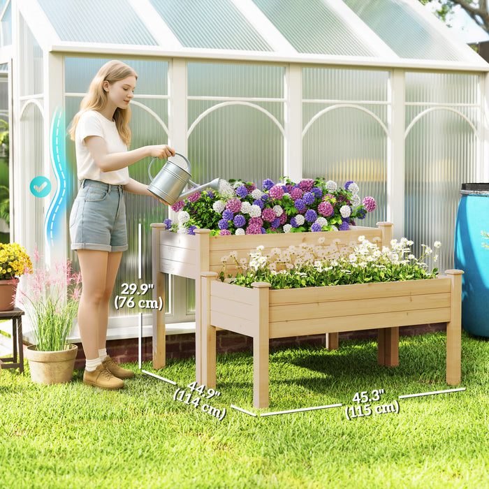 Outsunny Jardiniere Surelevee a 2 Niveaux, Bac a Plantes en Bois, Naturel
