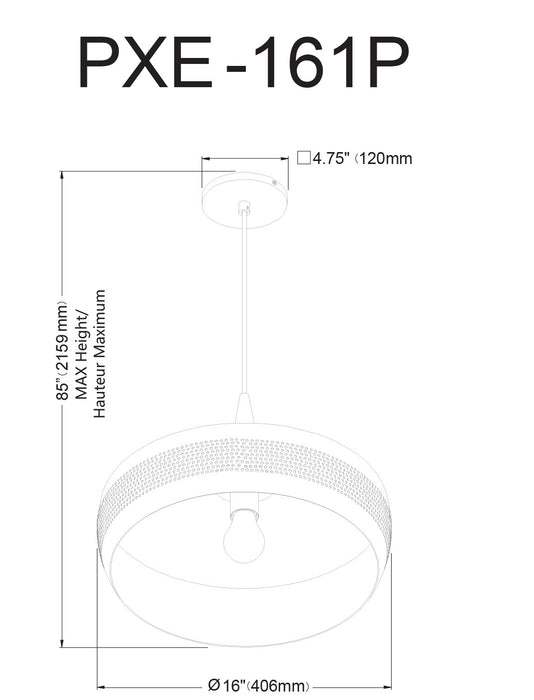 Luminaire suspendu Pixie de Dainolite avec fini peint laiton vieilli et 1 ampoule