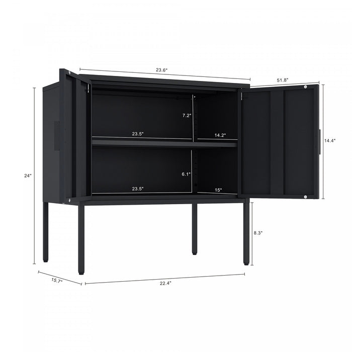 Armoire d’appoint moderne Ava 24\" en metal noir