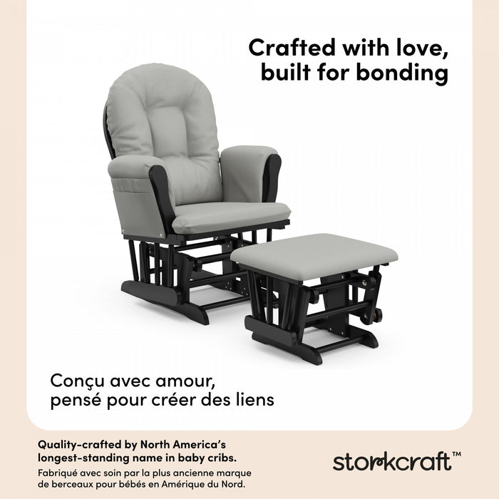Storkcraft Hoop Fauteuil bercant et pouf - Noir avec gris clair