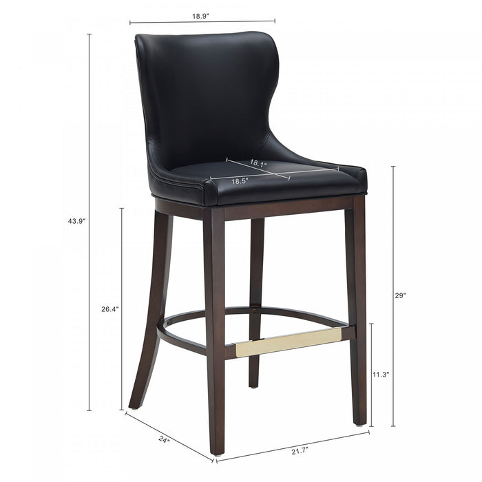 Tabouret de bar Blair moderne en bois et tissu, noir - Lot de 2