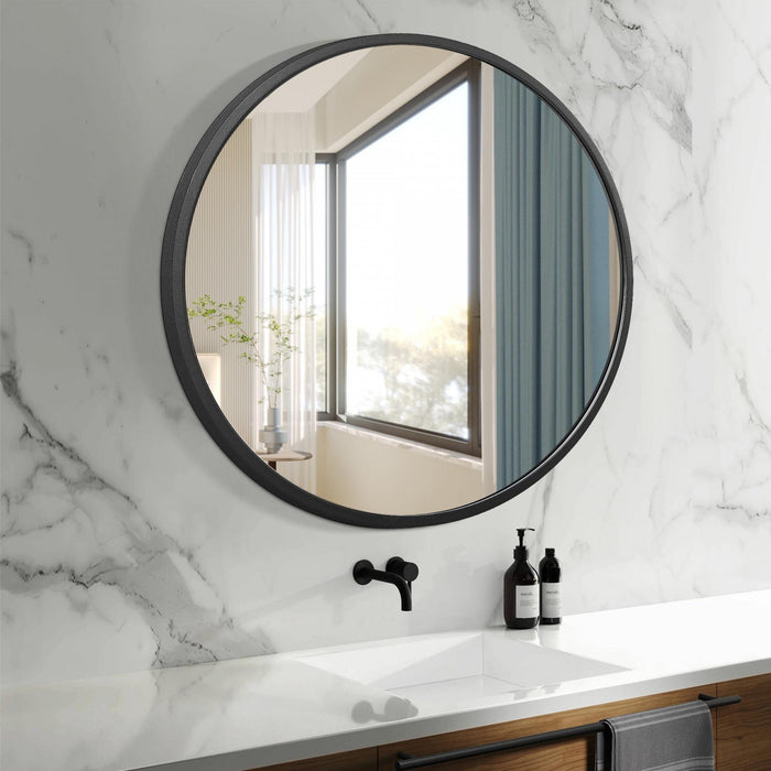 Miroir rond Arcus 30 po x 30 po fabriqué à la main - noir