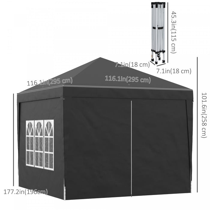 Outsunny 10'x10' Tente De Reception Tonnelle Avec Sac De Transport, Noir