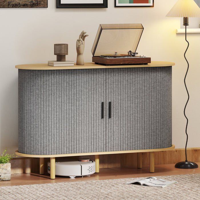 HOMCOM Buffet moderne 47\" avec portes coulissantes a tambour, gris