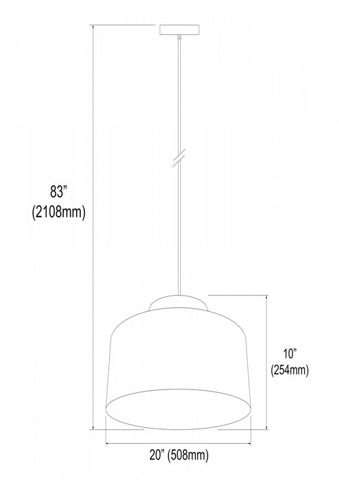 Luminaire suspendu Kup de Dainolite en métal, avec fini blanc et 1 ampoule
