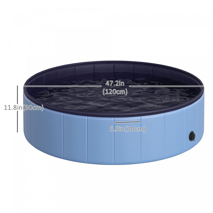 Pawhut Piscine Pour Chiens Bassin Pliable Bouchon Vidange Fond Antiderapant Diametre 1,20 M Bleu
