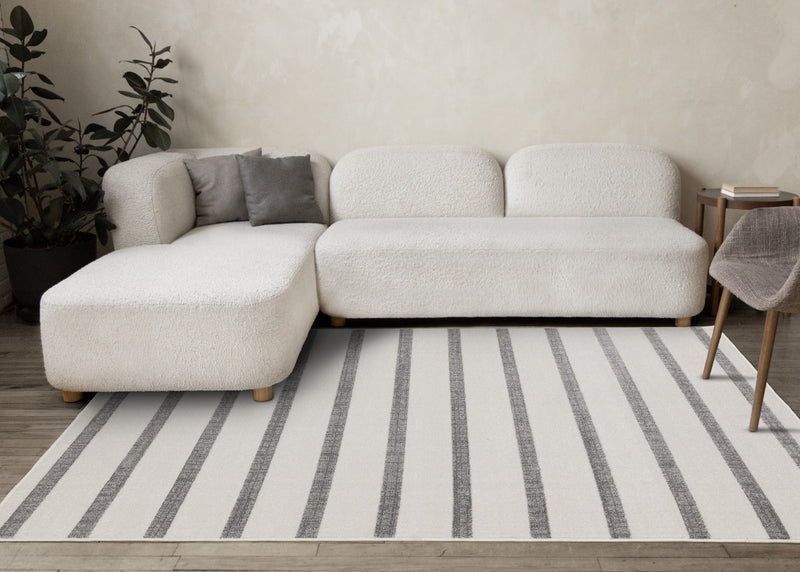Tapis Covington Raye Gris Blanc, 6'7\" x 9'10\"