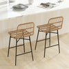 HOMCOM Rattan Counter Height Bar Stools Set of 2 Barstools with Back Brown