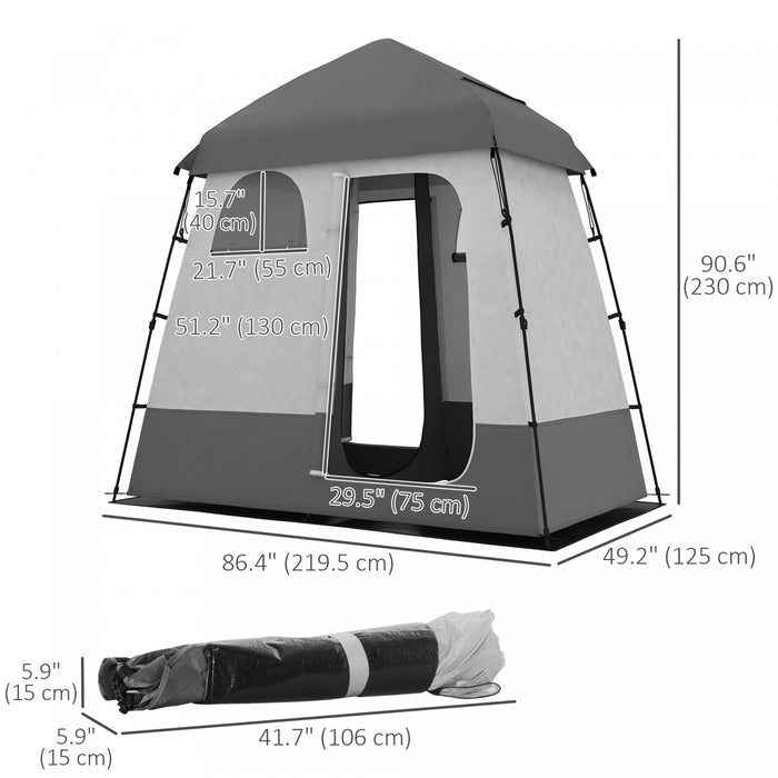Tente De Douche Outsunny Avec Sac De Douche, Sol, Sac De Transport, Gris