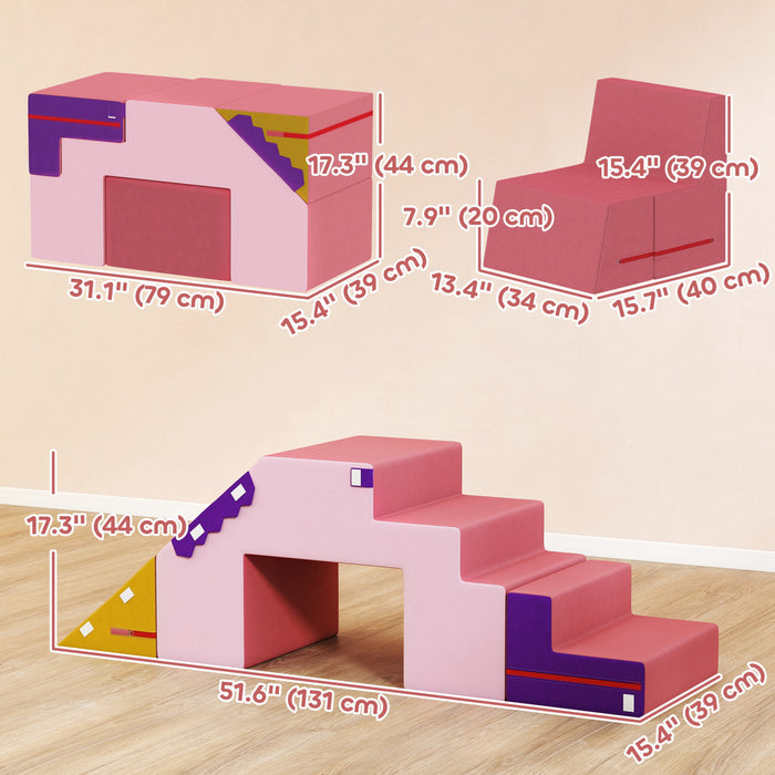 Qaba Blocs D'escalade En Mousse Pour Tout-petits, 2 Pieces, Rose