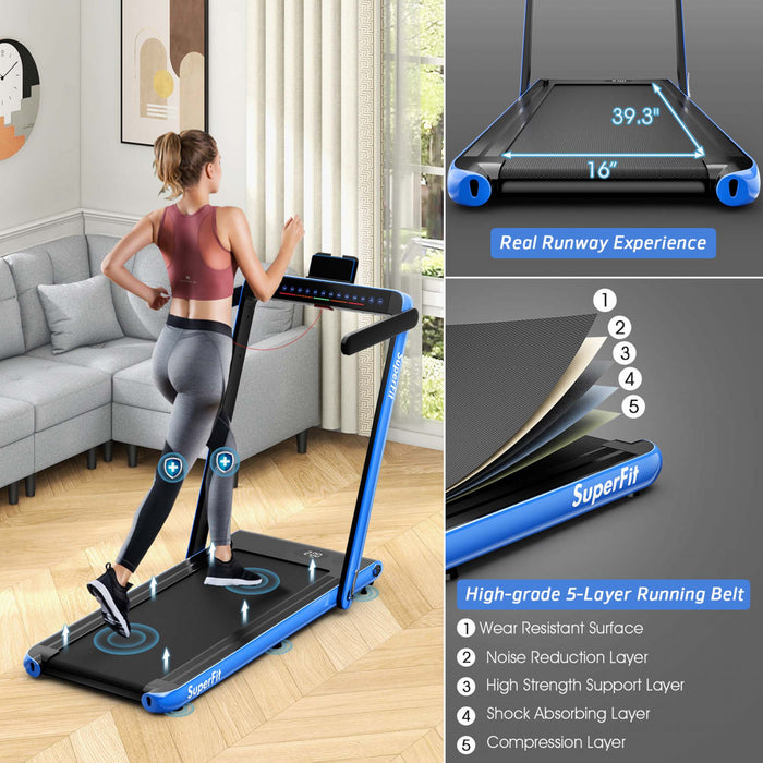 Tapis De Course Pliable 2 En 1superfit – Moteur 2,25 Cv – Double Ecran – Haut-parleur Bluetooth