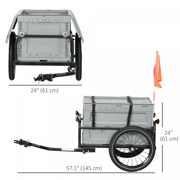 Aosom Remorque Cargo Pour Velo Avec Boite De Rangement Amovible