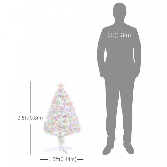 Homcom Arbre De Noel De Table Artificiel Pre-eclaire De 2.5 Pieds Avec Fibre Optique Et 85 Embouts