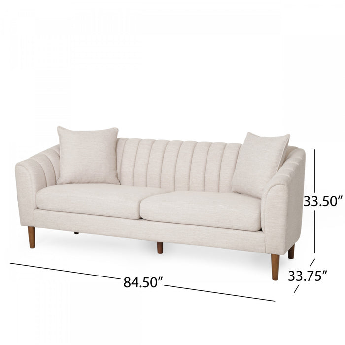 Sofa De Format Condo Taylor De 84,5 Po, Tissu aspect lin, Pattes En Bois - Beige Blanc